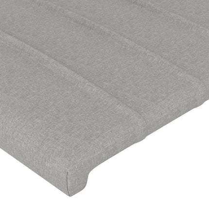 sengegavl med LED-lys 93x16x118/128 cm stof lysegrå