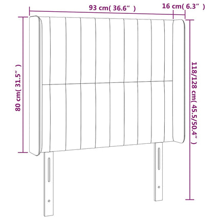 sengegavl med LED-lys 93x16x118/128 cm stof cremefarvet