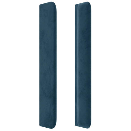 sengegavl med LED-lys 103x16x118/128 cm fløjl mørkeblå
