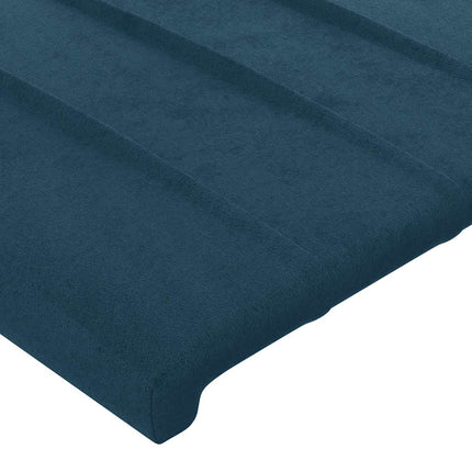 sengegavl med LED-lys 183x16x118/128 cm fløjl mørkeblå