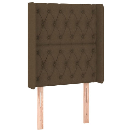 sengegavl med LED-lys 83x16x118/128 cm stof mørkebrun