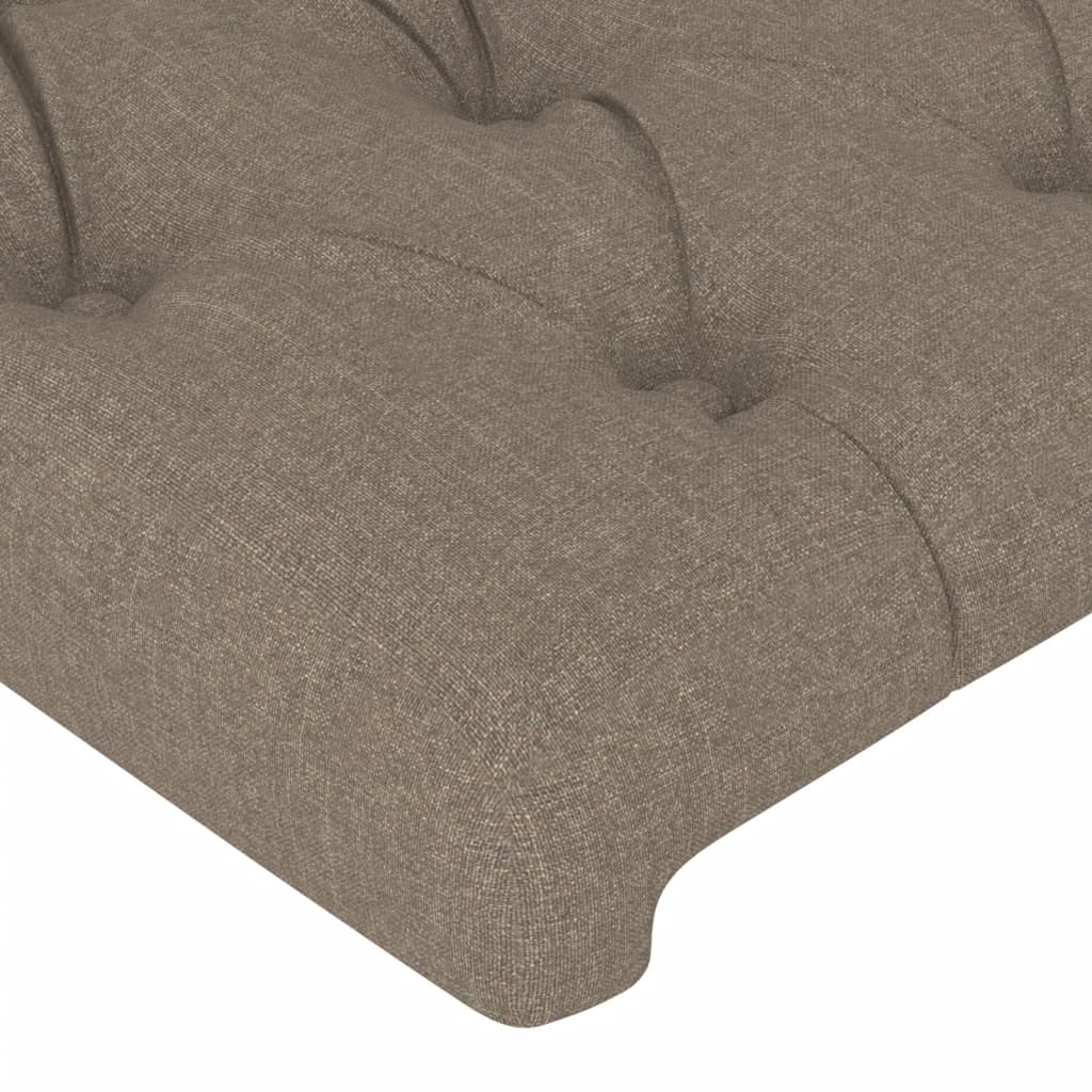 sengegavl med LED-lys 93x16x118/128 cm stof gråbrun