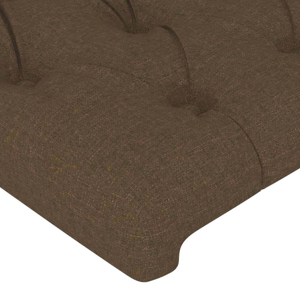 sengegavl med LED-lys 163x16x118/128 cm stof mørkebrun