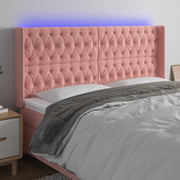 sengegavl med LED-lys 183x16x118/128 cm fløjl lyserød