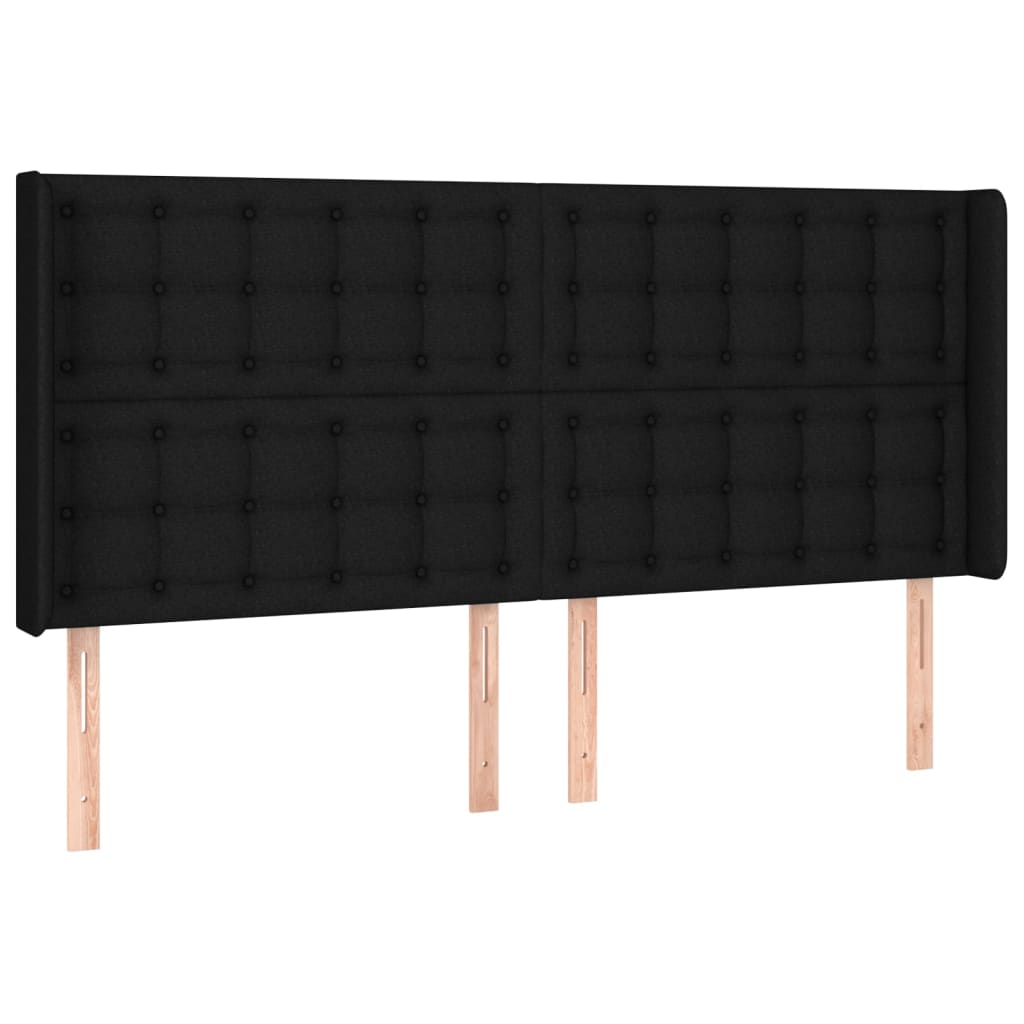 sengegavl med LED-lys 163x16x118/128 cm stof sort