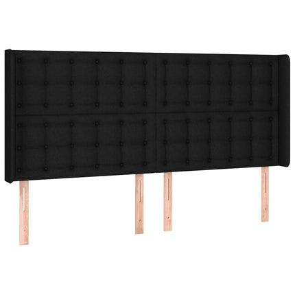 sengegavl med LED-lys 183x16x118/128 cm stof sort
