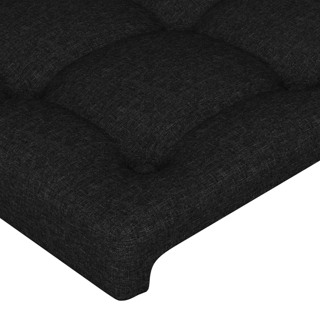 sengegavl med LED-lys 203x16x118/128 cm stof sort