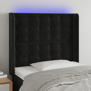 sengegavl med LED-lys 93x16x118/128 cm fløjl sort