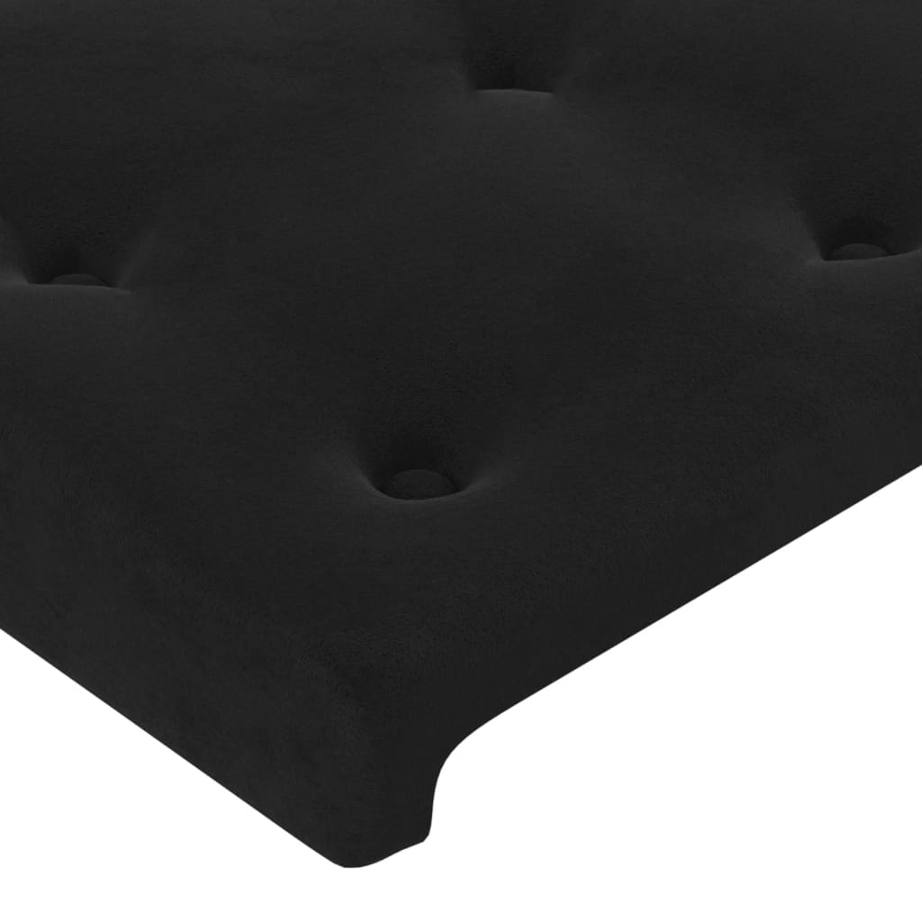 sengegavl med LED-lys 163x16x118/128 cm fløjl sort