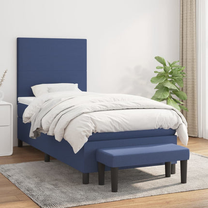 kontinentalseng med madras 90x190 cm stof blå