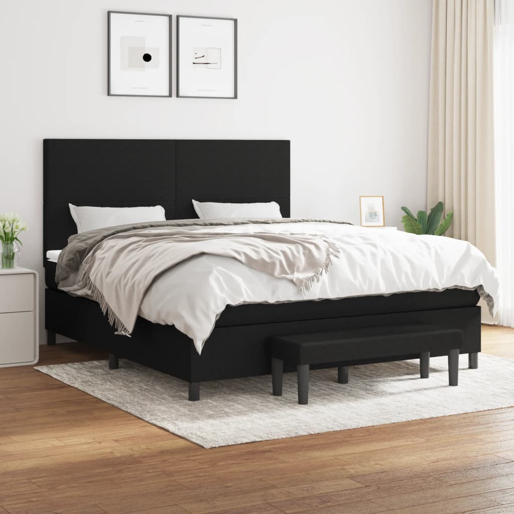 kontinentalseng med madras 160x200 cm stof sort