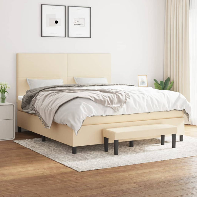 kontinentalseng med madras 160x200 cm stof cremefarvet