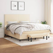 kontinentalseng med madras 180x200 cm stof cremefarvet