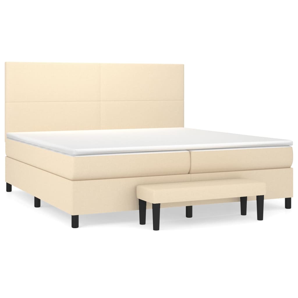 kontinentalseng med madras 200x200 cm stof cremefarvet