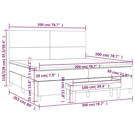 kontinentalseng med madras 200x200 cm stof cremefarvet