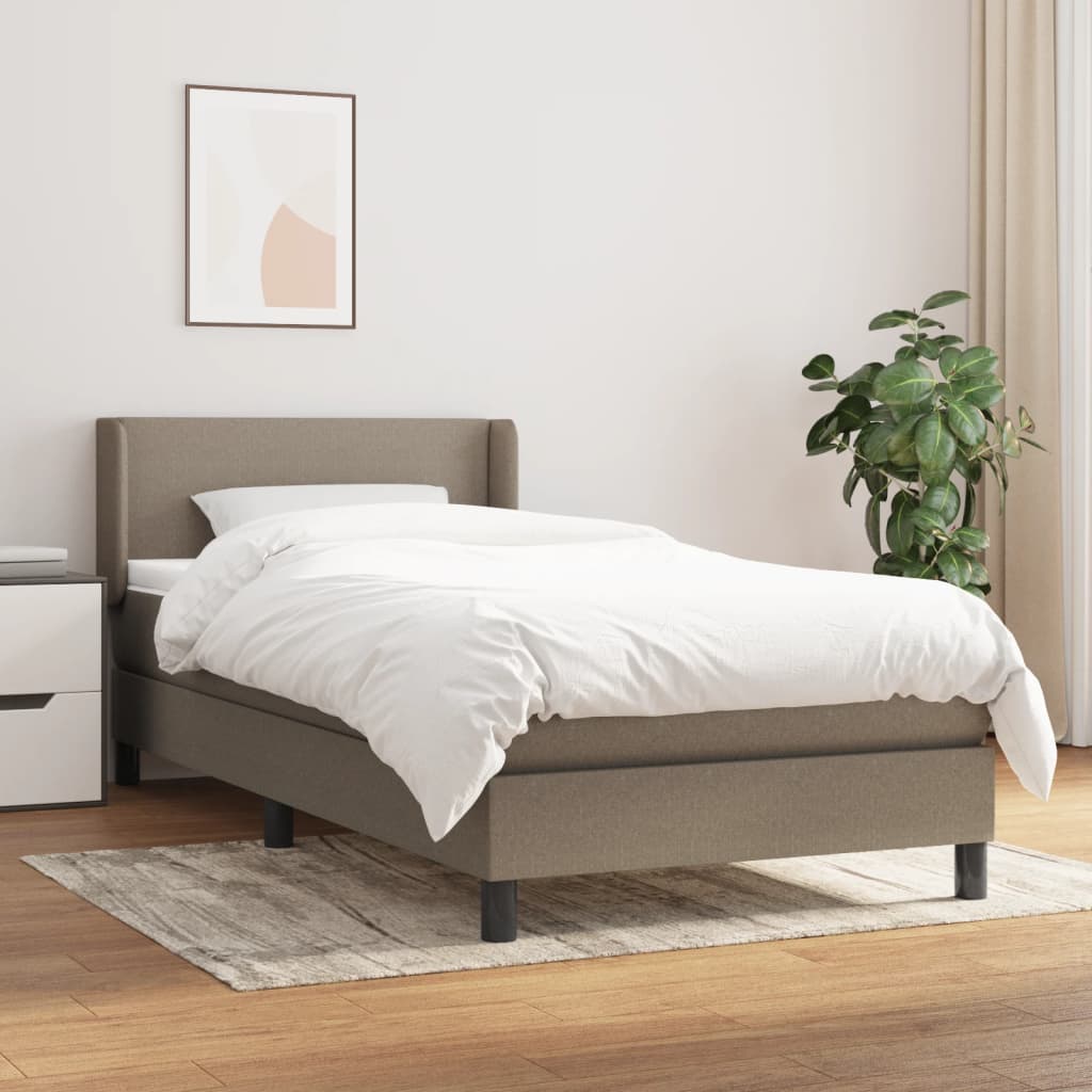 kontinentalseng med madras 90x190 cm stof gråbrun