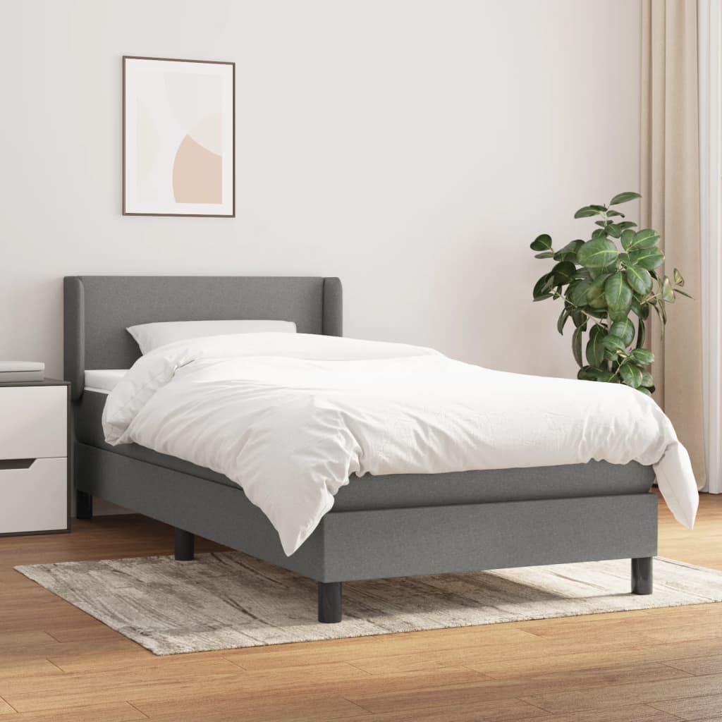 kontinentalseng med madras 100x200 cm stof mørkegrå