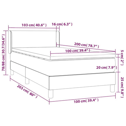 kontinentalseng med madras 100x200 cm stof cremefarvet