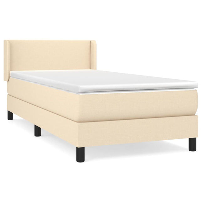 kontinentalseng med madras 140x190 cm stof cremefarvet