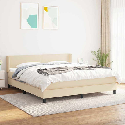 kontinentalseng med madras 160x200 cm stof cremefarvet