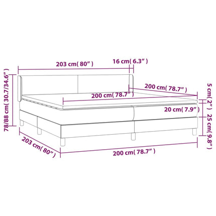 kontinentalseng med madras 200x200 cm stof cremefarvet