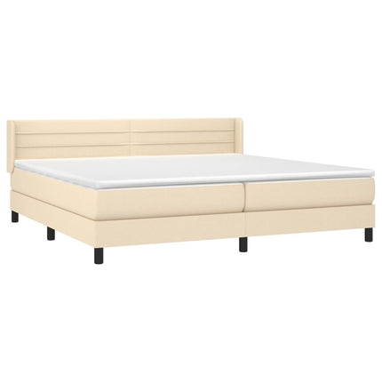 kontinentalseng med madras 200x200 cm stof cremefarvet