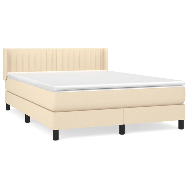 kontinentalseng med madras 140x190 cm stof cremefarvet