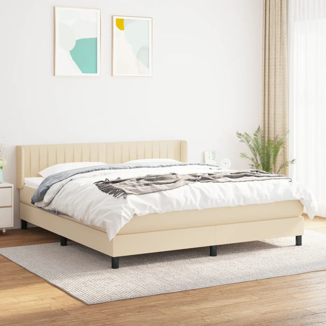 kontinentalseng med madras 160x200 cm stof cremefarvet