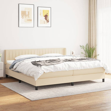 kontinentalseng med madras 200x200 cm stof cremefarvet