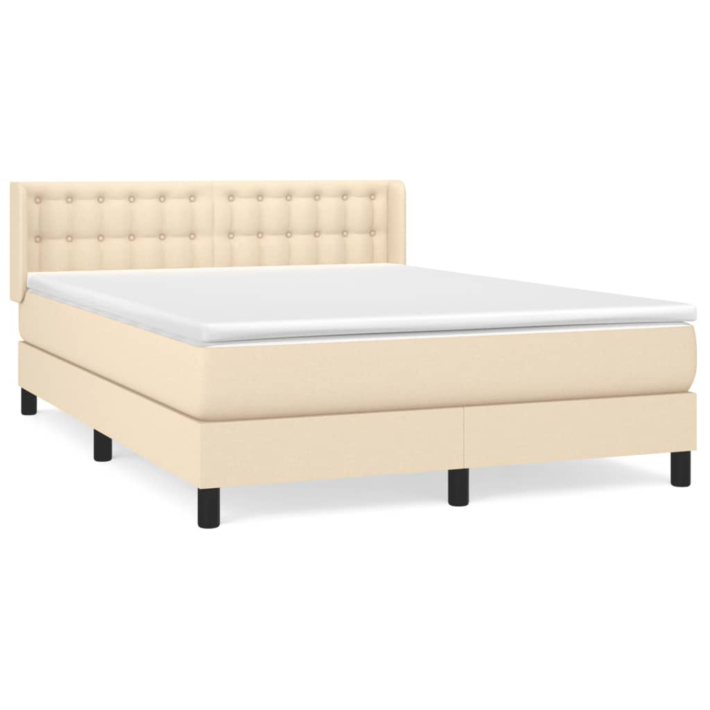 kontinentalseng med madras 140x190 cm stof cremefarvet