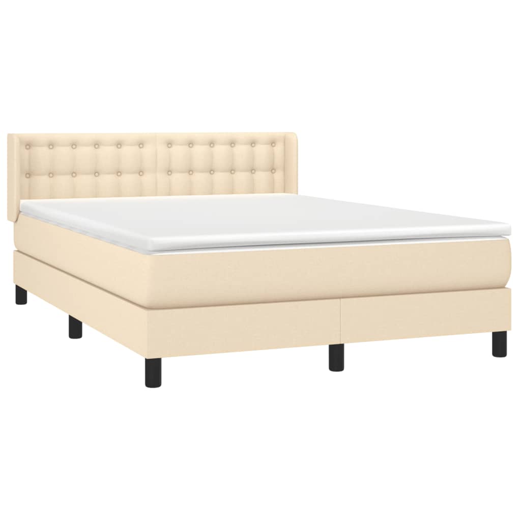 kontinentalseng med madras 140x190 cm stof cremefarvet