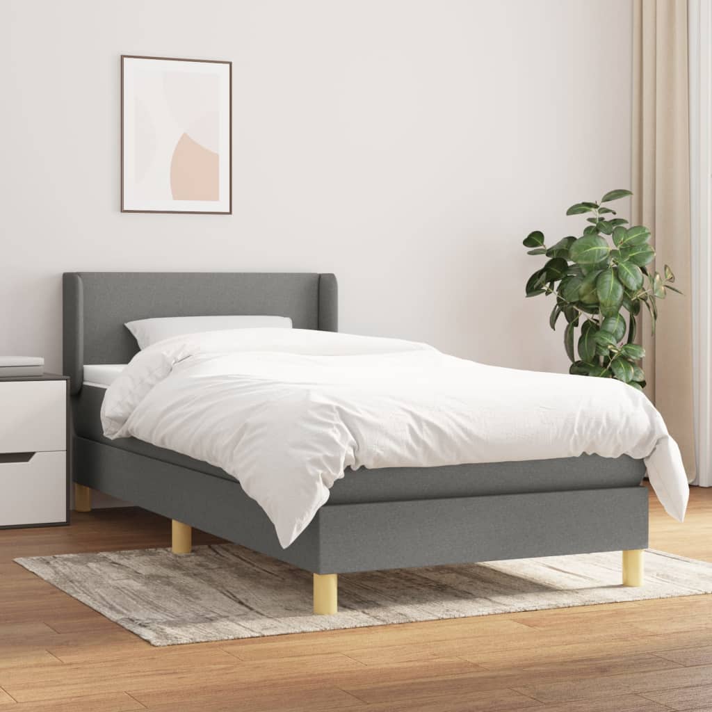 kontinentalseng med madras 100x200 cm stof mørkegrå