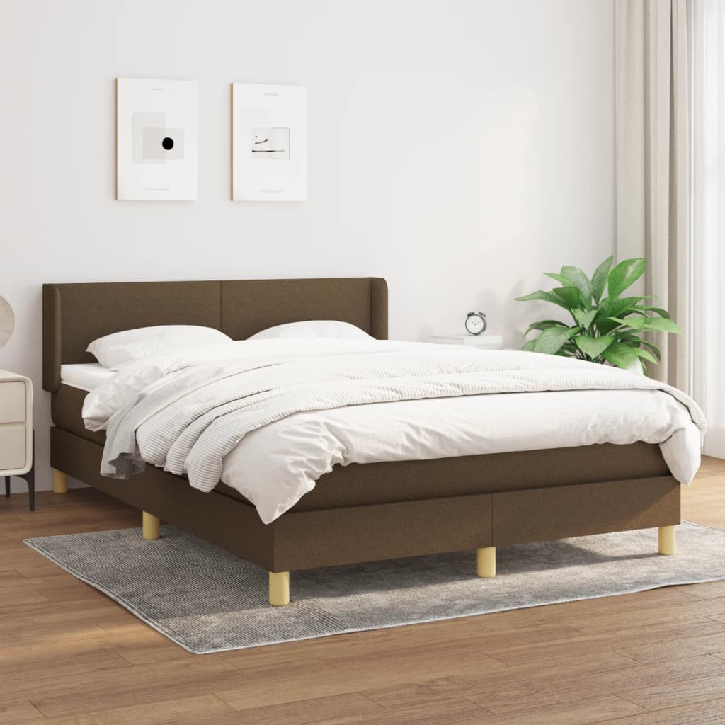 kontinentalseng med madras 140x190 cm stof mørkebrun