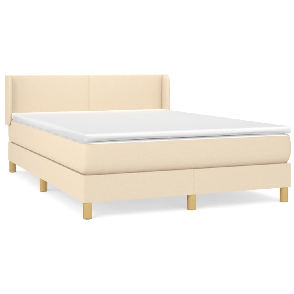 kontinentalseng med madras 140x190 cm stof cremefarvet