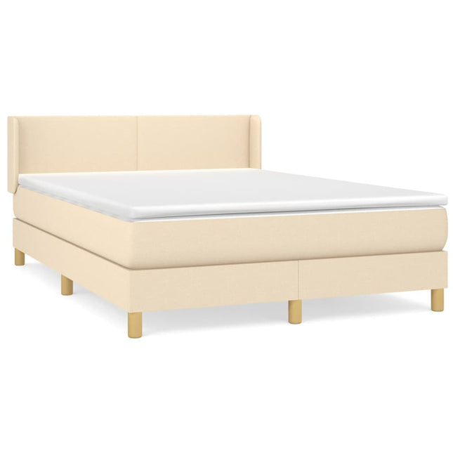 kontinentalseng med madras 140x190 cm stof cremefarvet
