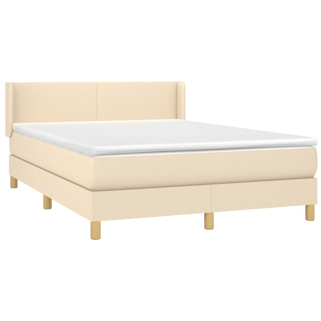 kontinentalseng med madras 140x190 cm stof cremefarvet