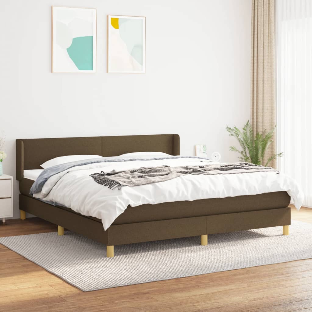 kontinentalseng med madras 160x200 cm stof mørkebrun