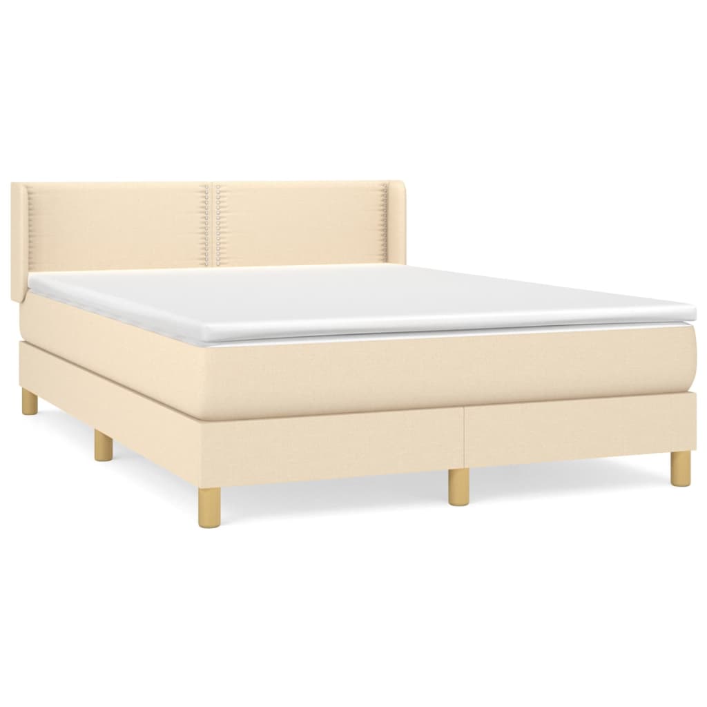 kontinentalseng med madras 140x190 cm stof cremefarvet