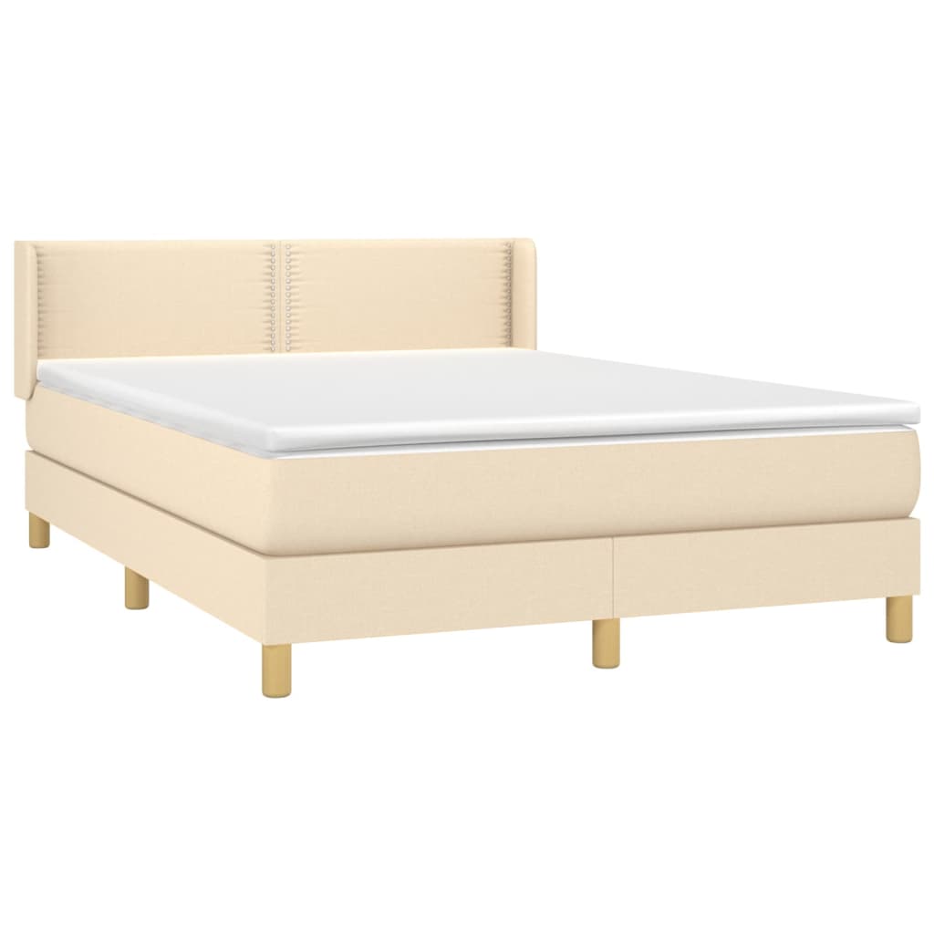 kontinentalseng med madras 140x190 cm stof cremefarvet