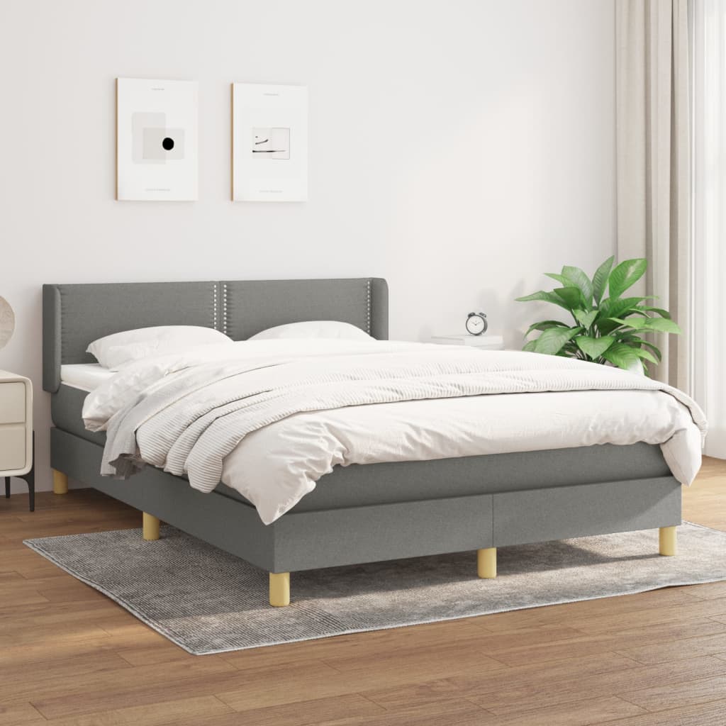 kontinentalseng med madras 140x200 cm stof mørkegrå