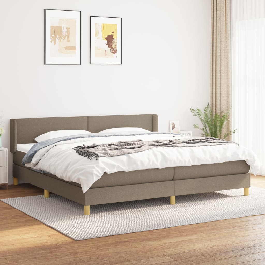 kontinentalseng med madras 200x200 cm stof gråbrun