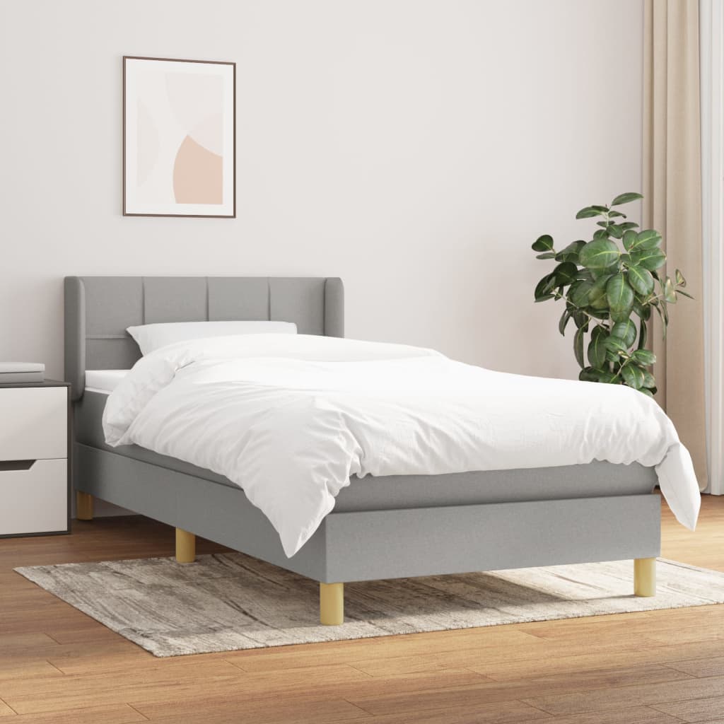 kontinentalseng med madras 100x200 cm stof lysegrå