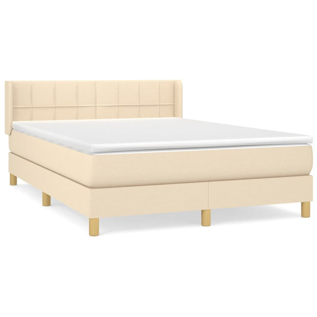 kontinentalseng med madras 140x190 cm stof cremefarvet