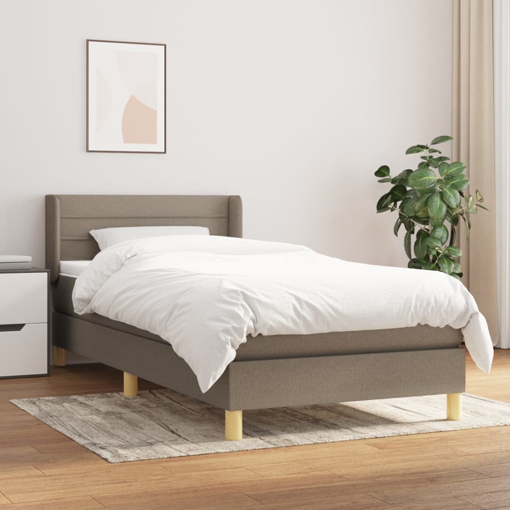 kontinentalseng med madras 100x200 cm stof gråbrun