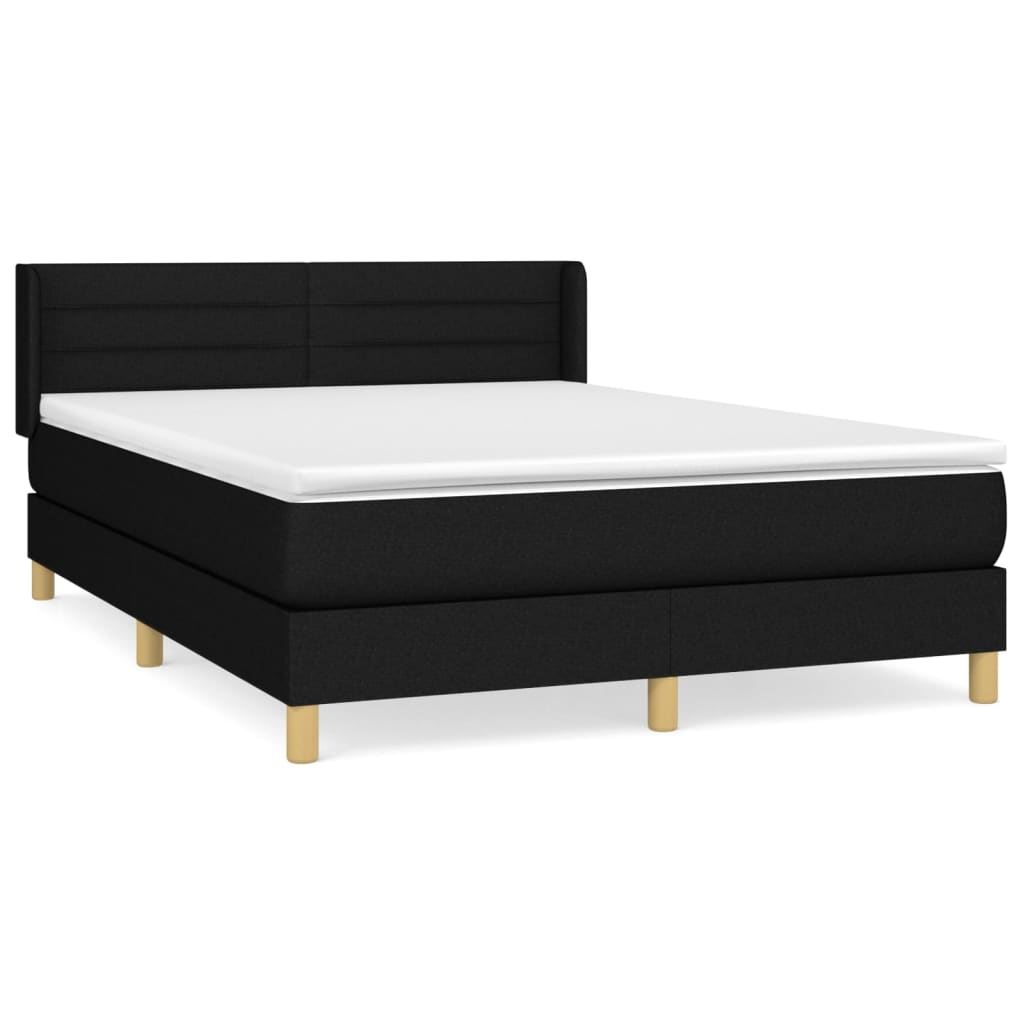 kontinentalseng med madras 140x190 cm stof sort