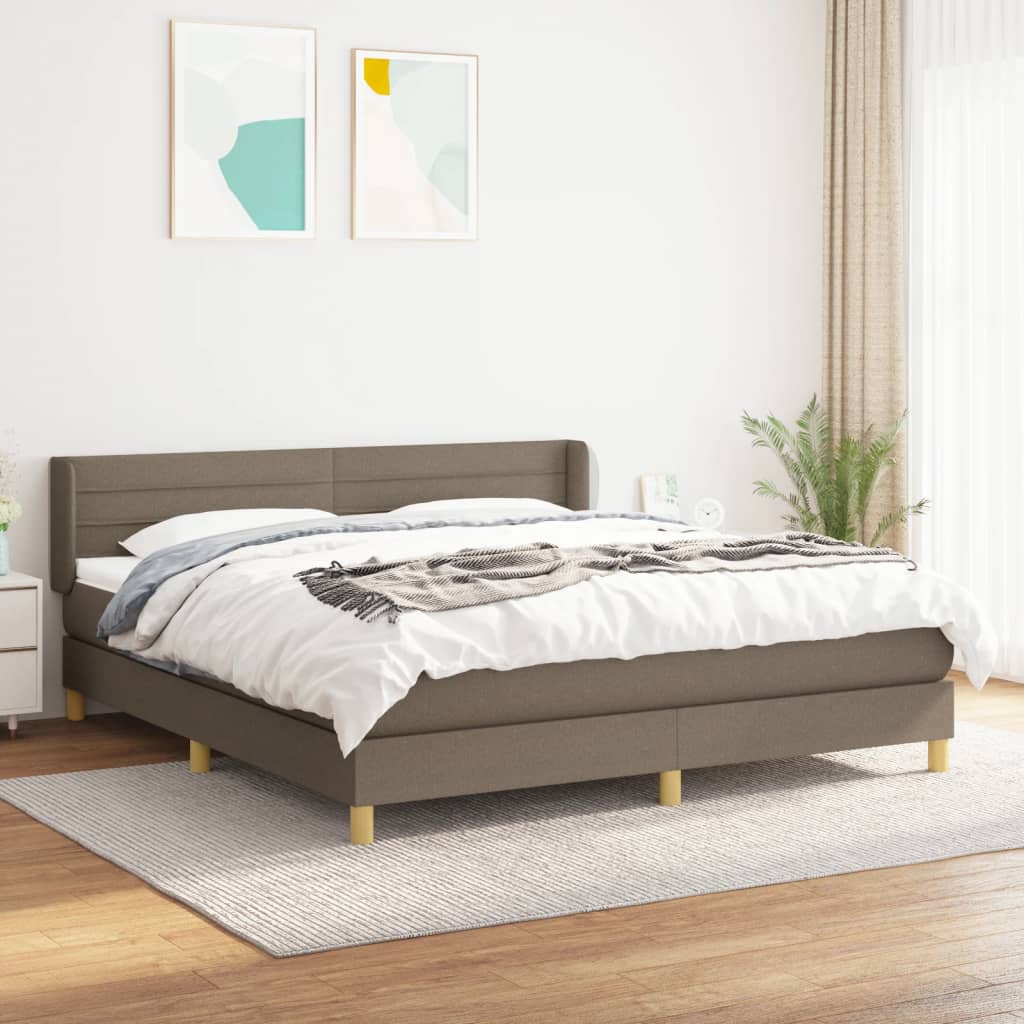 kontinentalseng med madras 160x200 cm stof gråbrun