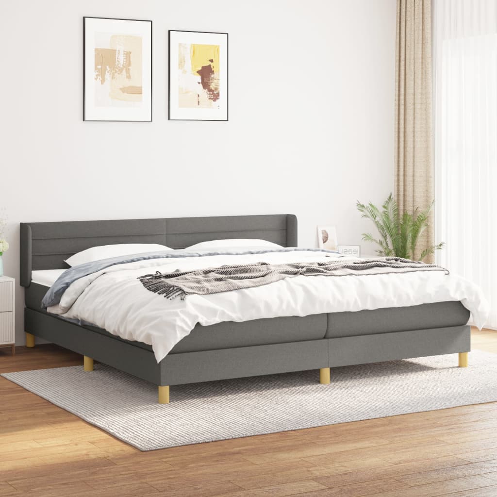 kontinentalseng med madras 200x200 cm stof mørkegrå