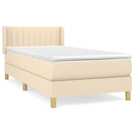 kontinentalseng med madras 90x190 cm stof cremefarvet