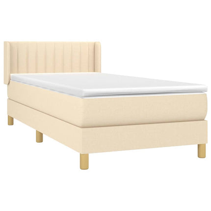 kontinentalseng med madras 90x190 cm stof cremefarvet