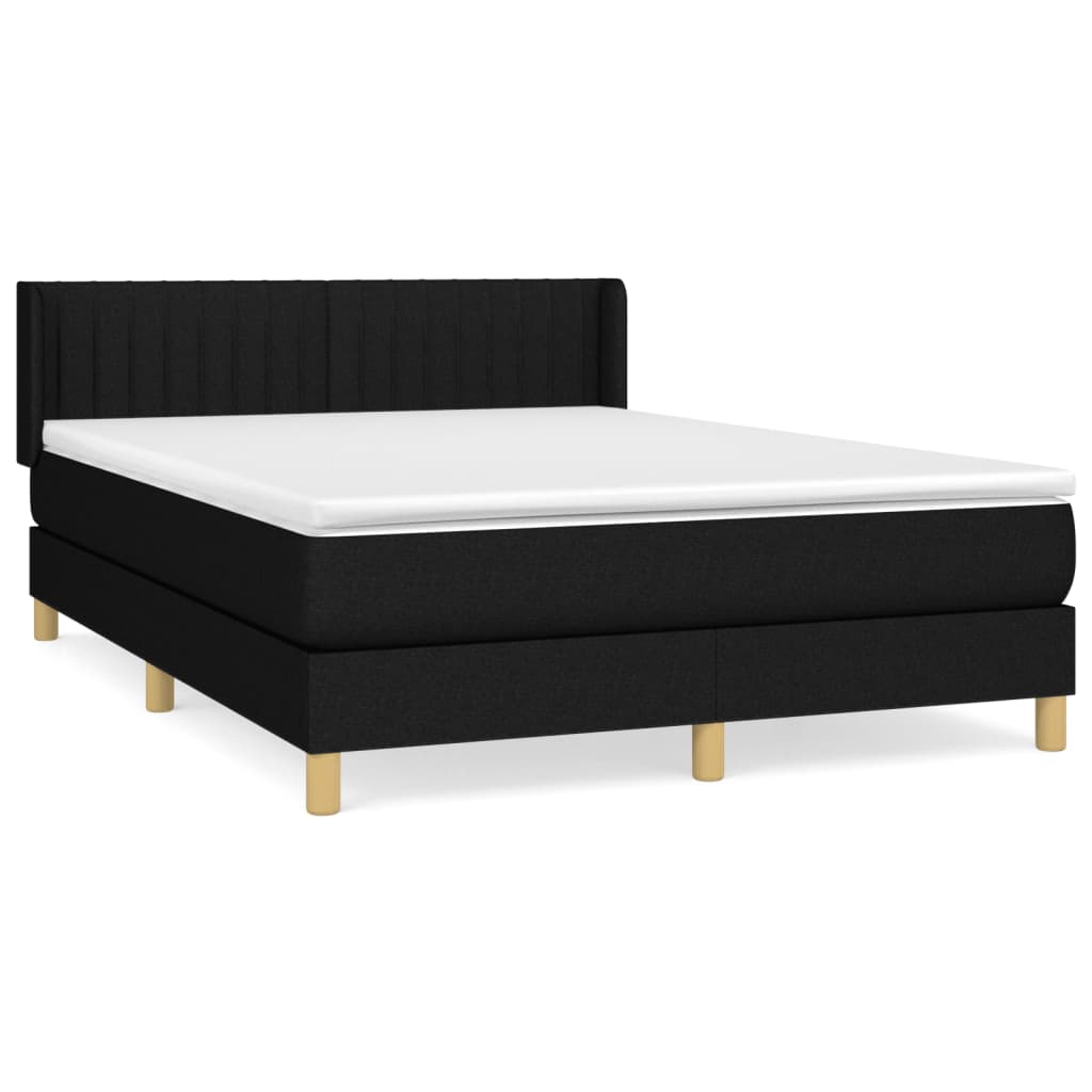 kontinentalseng med madras 140x190 cm stof sort